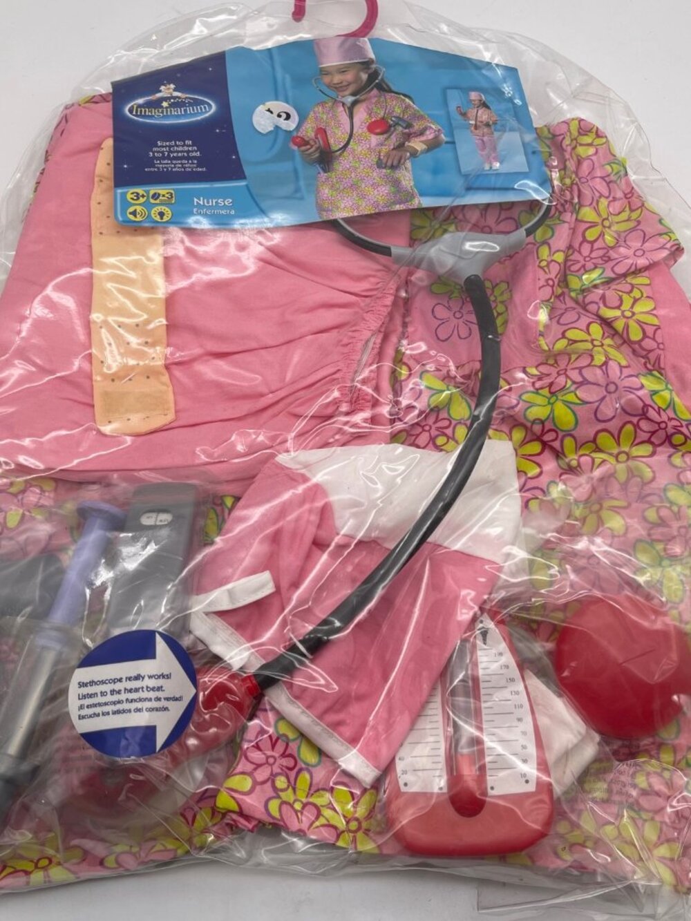 Imaginarium Toys R Us Pink Floral Nurse Role Play Dress Halloween Costume NEW
